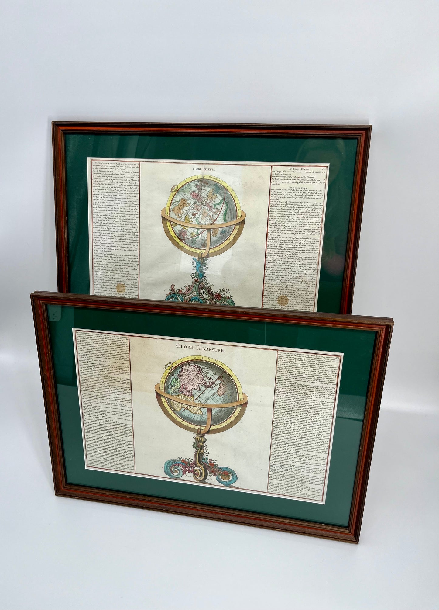 1761 Celestial & Terrestrial Globes- Claude Buy de Mornas (Framed Pair-Vol.1 Atlas Prints)