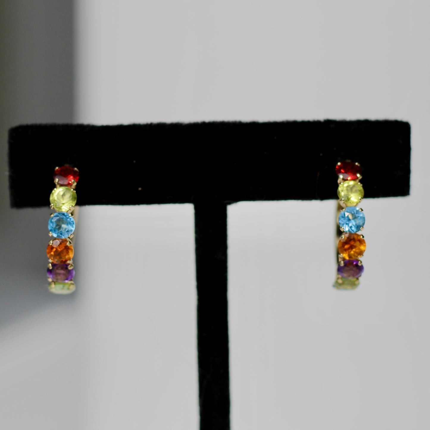 Bracelet de tennis « Arc-en-ciel » avec pierres précieuses, 6,75 ct, or 14 carats