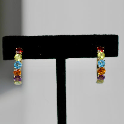 Bracelet de tennis « Arc-en-ciel » avec pierres précieuses, 6,75 ct, or 14 carats