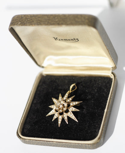 Antique Seed Pearl Pendant & Brooch, 9K Gold