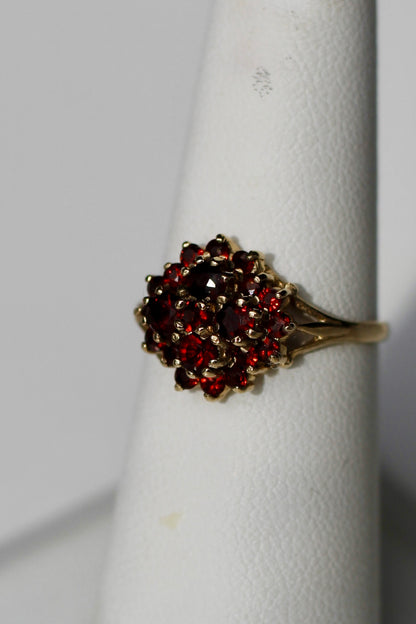 Victorian Garnet Cluster Ring, 1.54 CTW 9K Gold