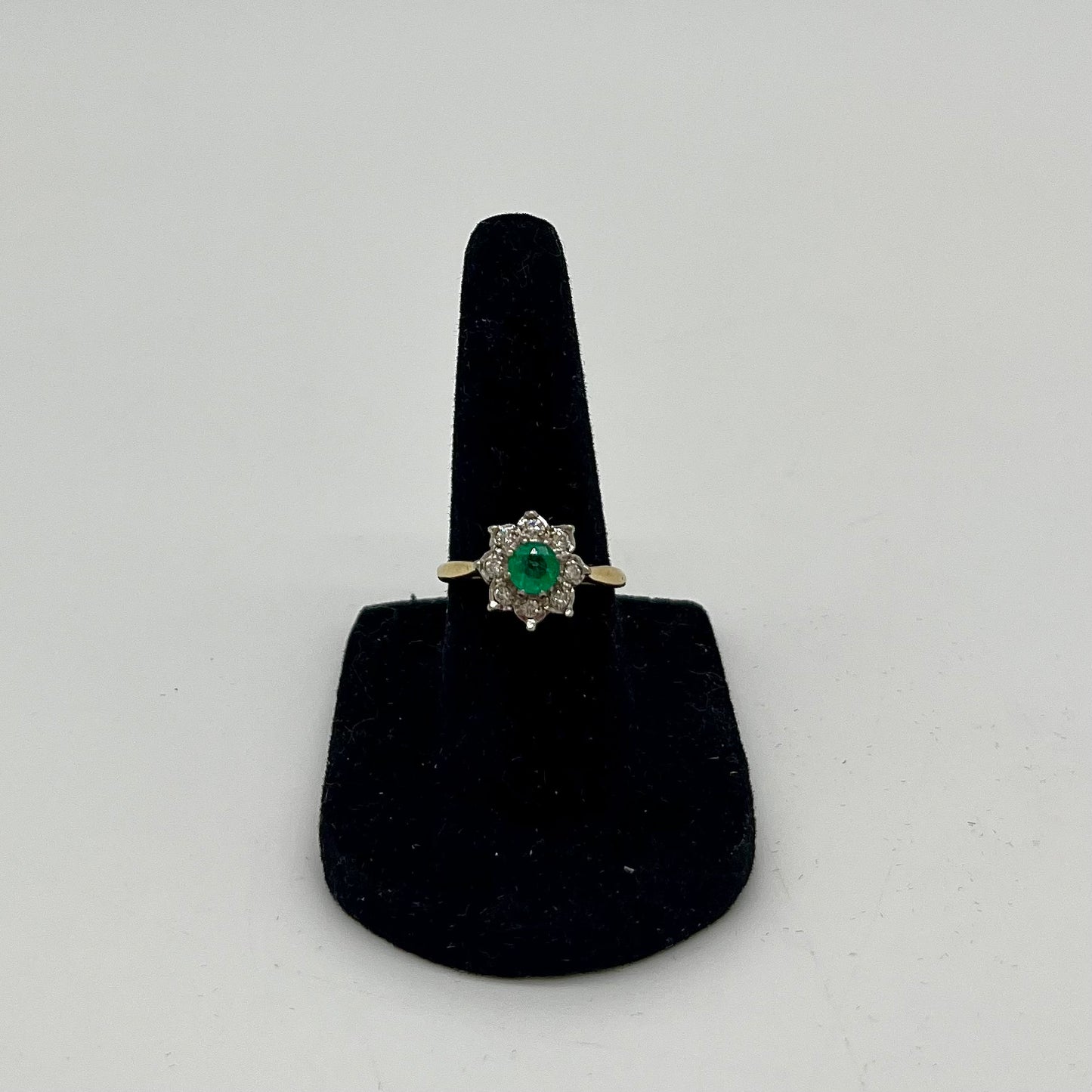 Emerald & Diamond Floral Cocktail Ring, 0.75 CTW 18K Gold/Platinum