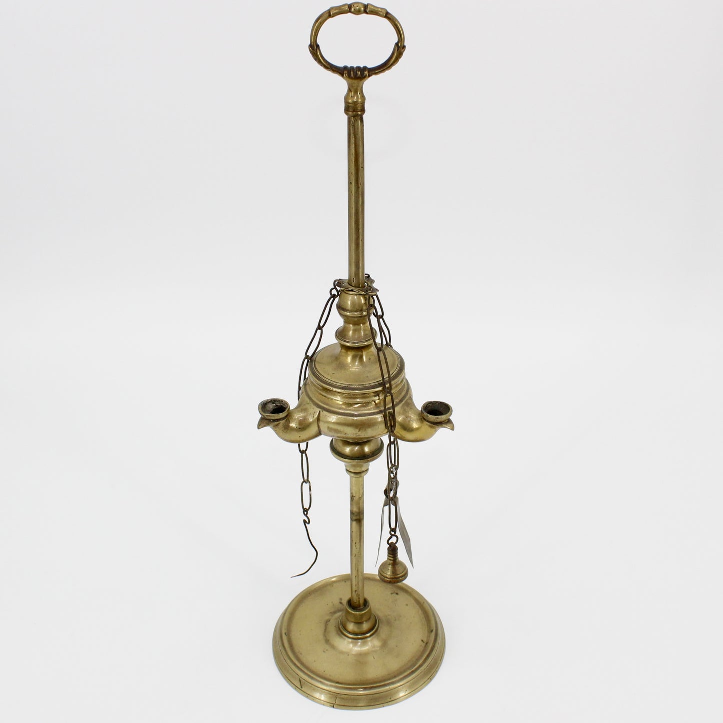 18th Century Solid Brass Triple-Wick Dutch Lucerna (Whale Oil Lamp)