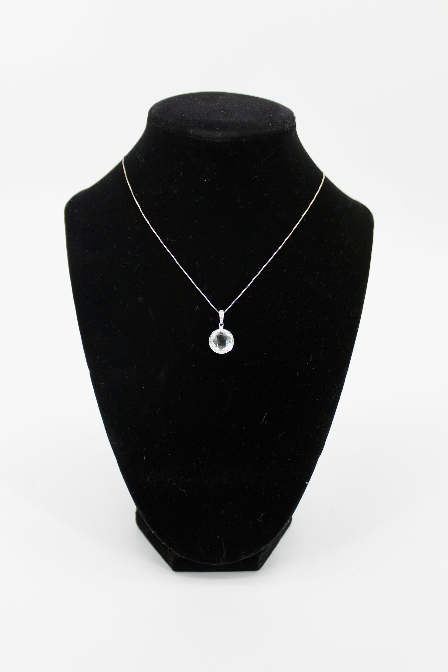 Prasiolite & Diamond Necklace, 7 Carats 14K White Gold
