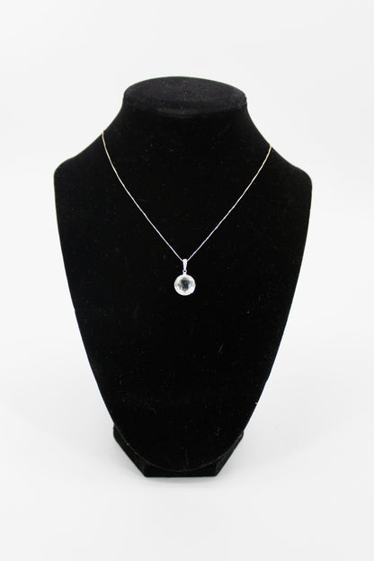 Prasiolite & Diamond Necklace, 7 Carats 14K White Gold