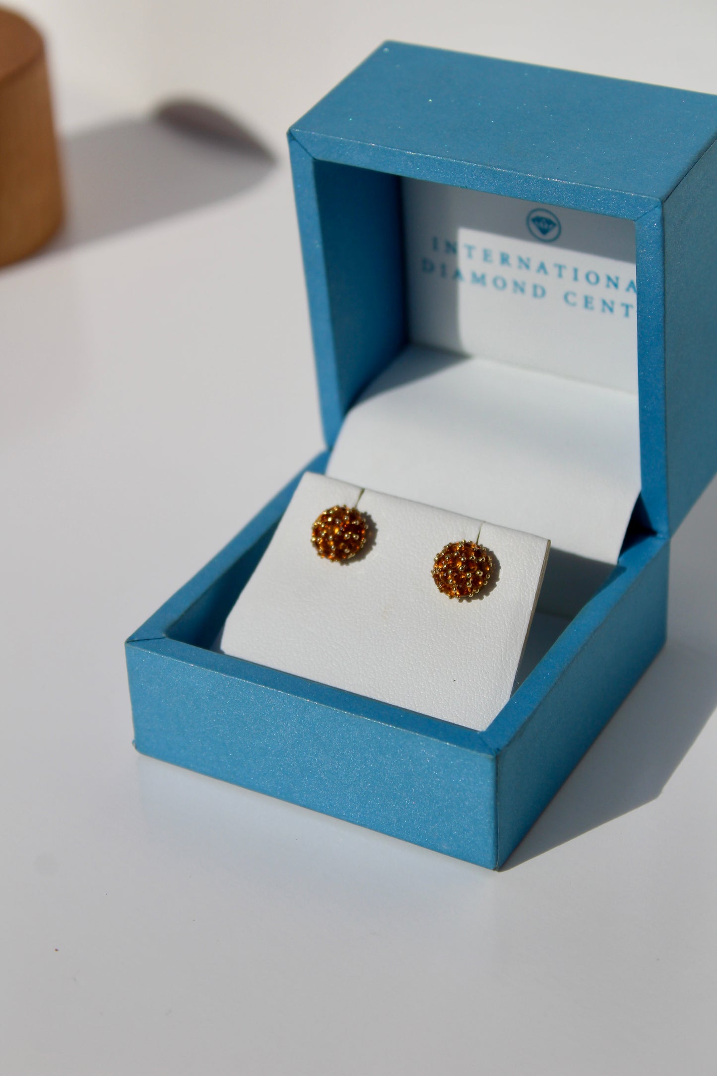 Citrine Cluster Stud Earrings, 1 Carat 18K Gold