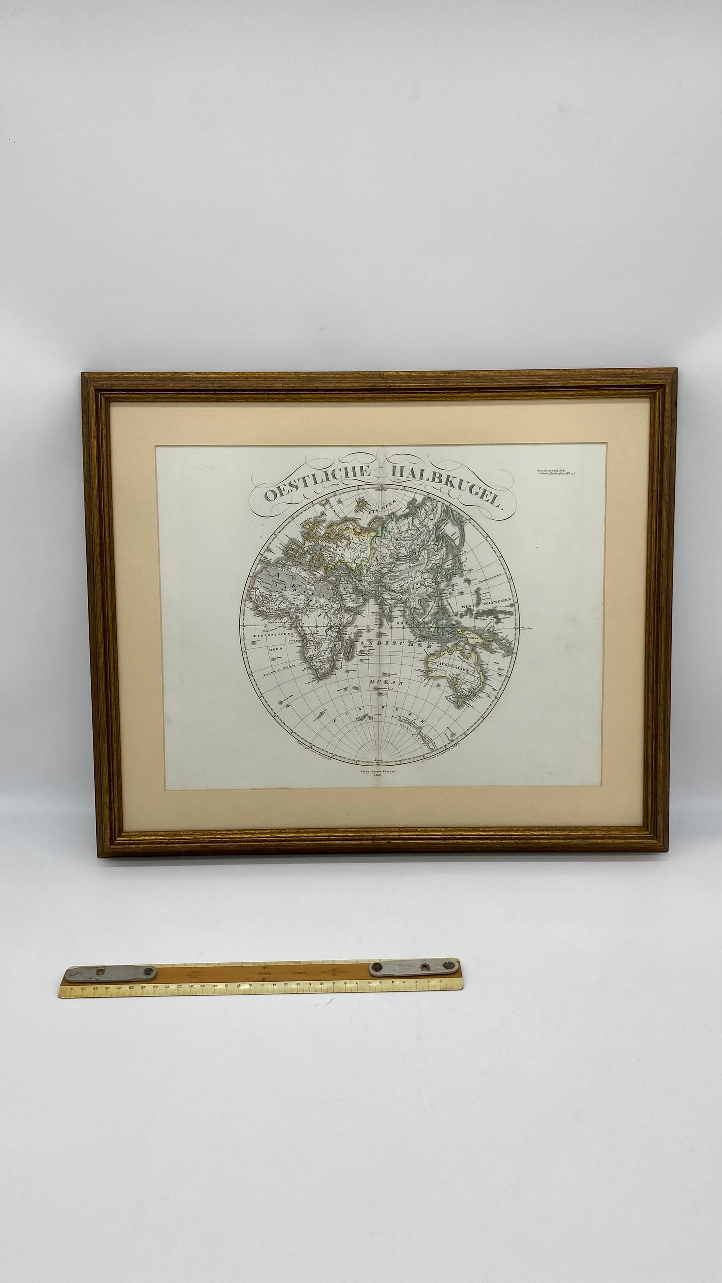 1866 Stieler World Map Framed Pair