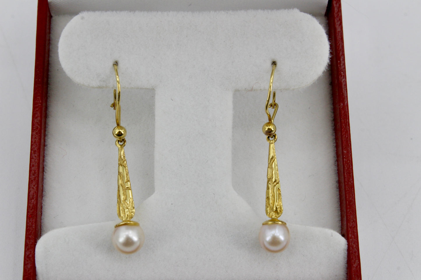 Antique Floral-Filigree Pearl Drop Earrings, 9K Gold