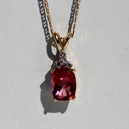 Madagascar Pink Tourmaline & Diamond Necklace, 1.47 Carats 14K Gold