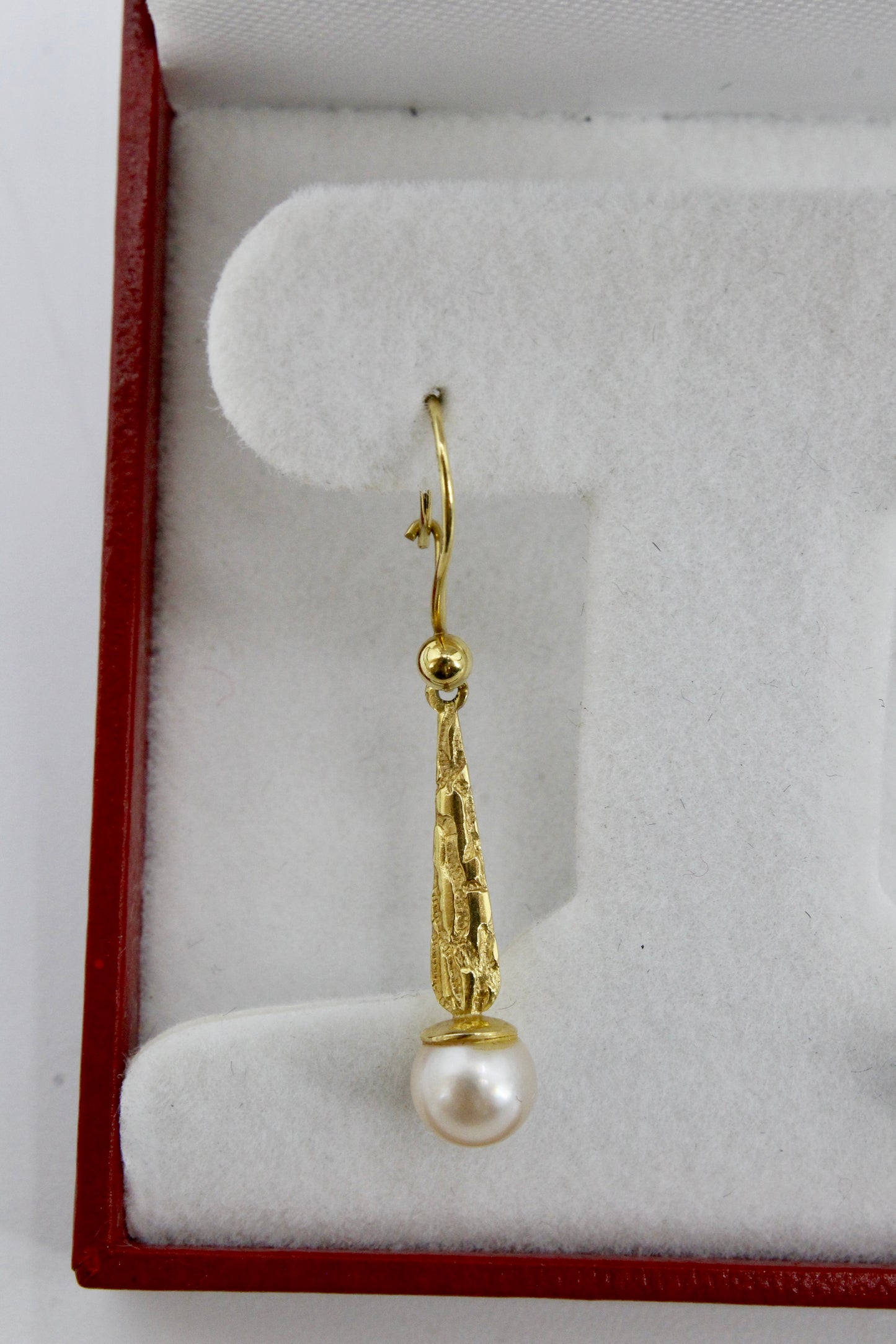 Antique Floral-Filigree Pearl Drop Earrings, 9K Gold