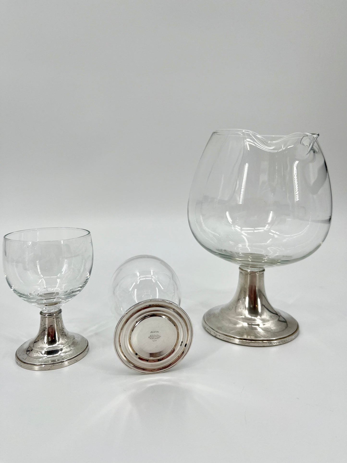 Sterling Silver Decanter & Glass Set by Alvin