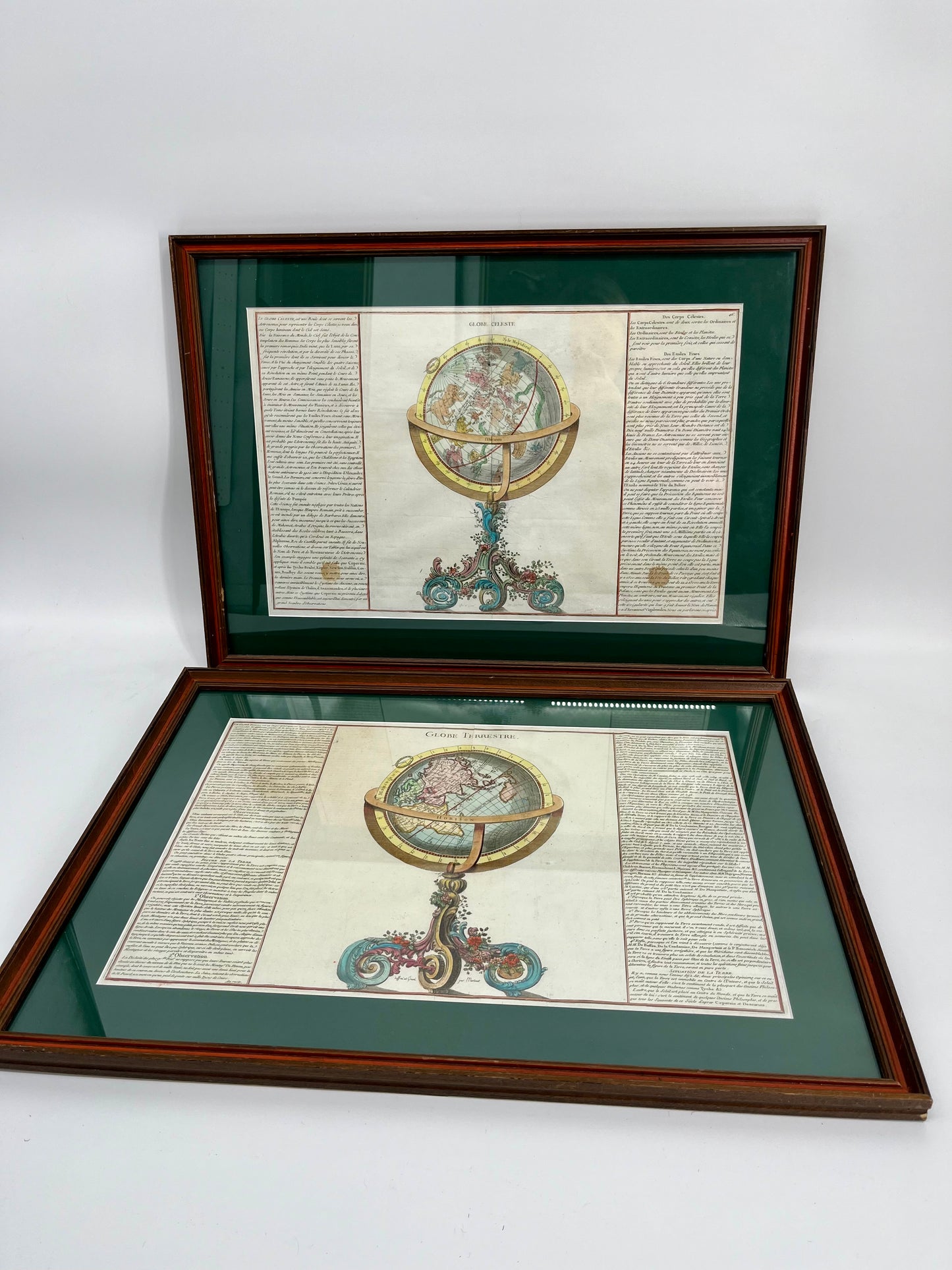 1761 Celestial & Terrestrial Globes- Claude Buy de Mornas (Framed Pair-Vol.1 Atlas Prints)