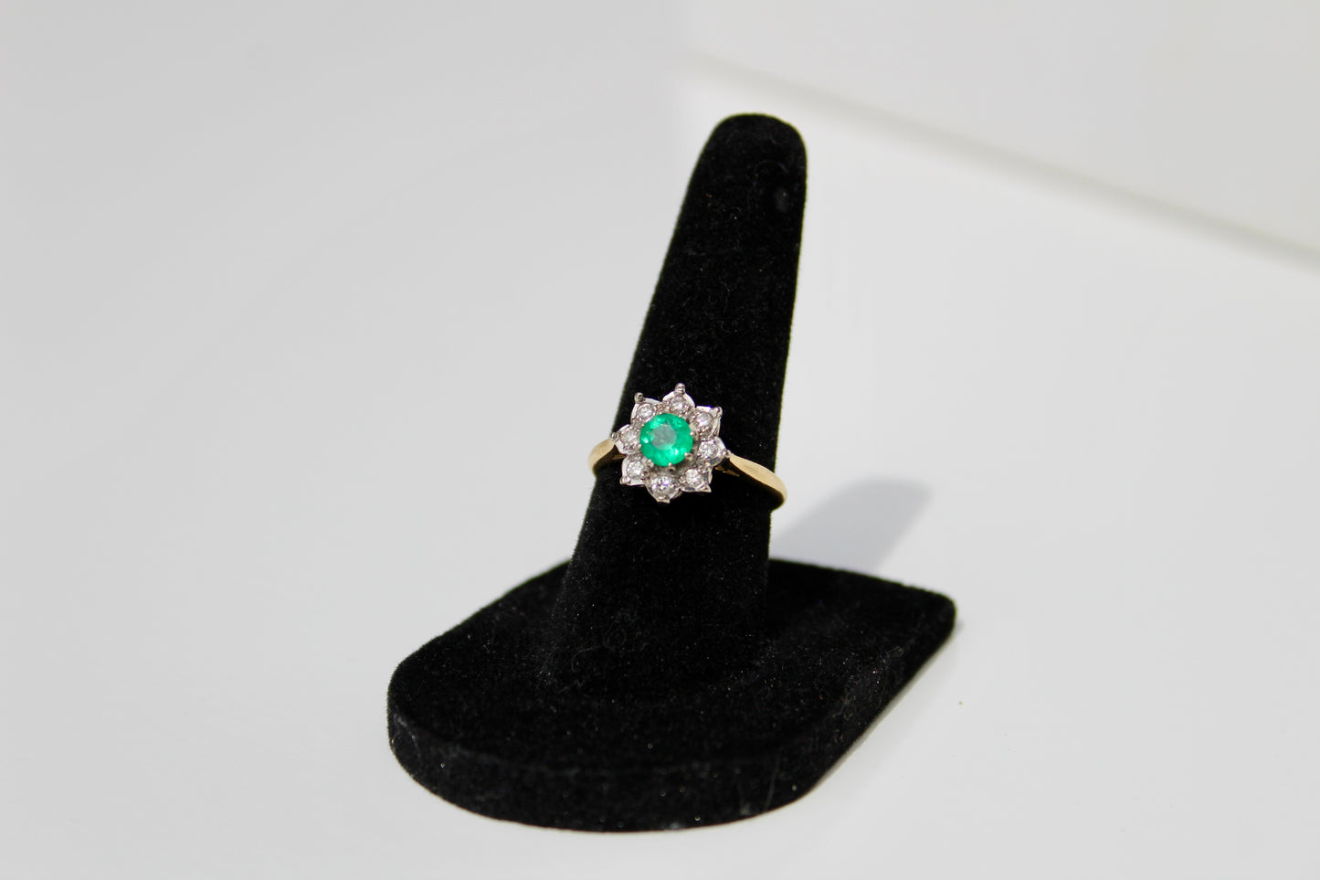 Emerald & Diamond Floral Cocktail Ring, 0.75 CTW 18K Gold/Platinum