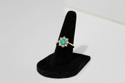 Emerald & Diamond Floral Cocktail Ring, 0.75 CTW 18K Gold/Platinum
