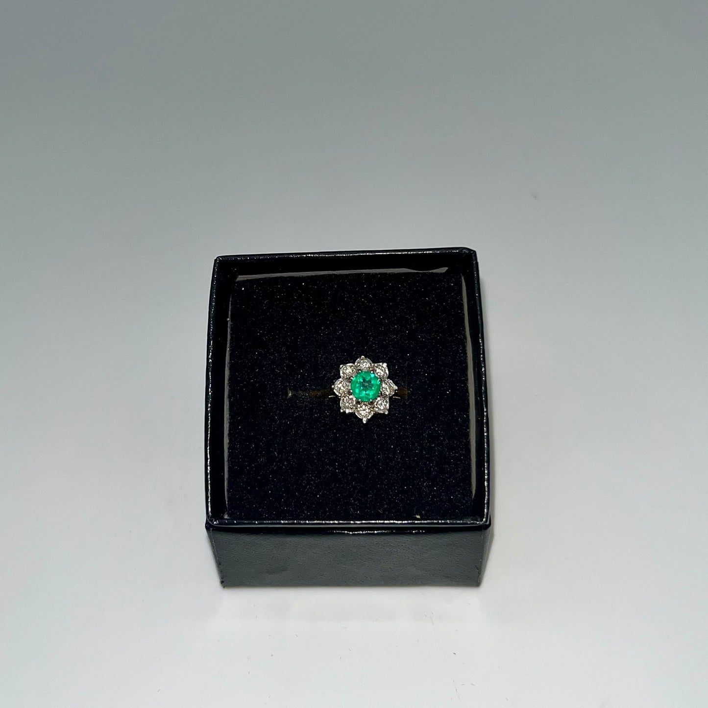 Emerald & Diamond Floral Cocktail Ring, 0.75 CTW 18K Gold/Platinum