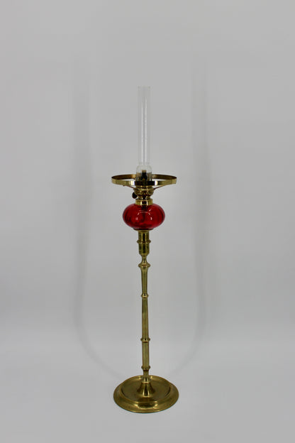 Tall 1840's Ruby Red Glass Peg Lamp by Palmer & Co.