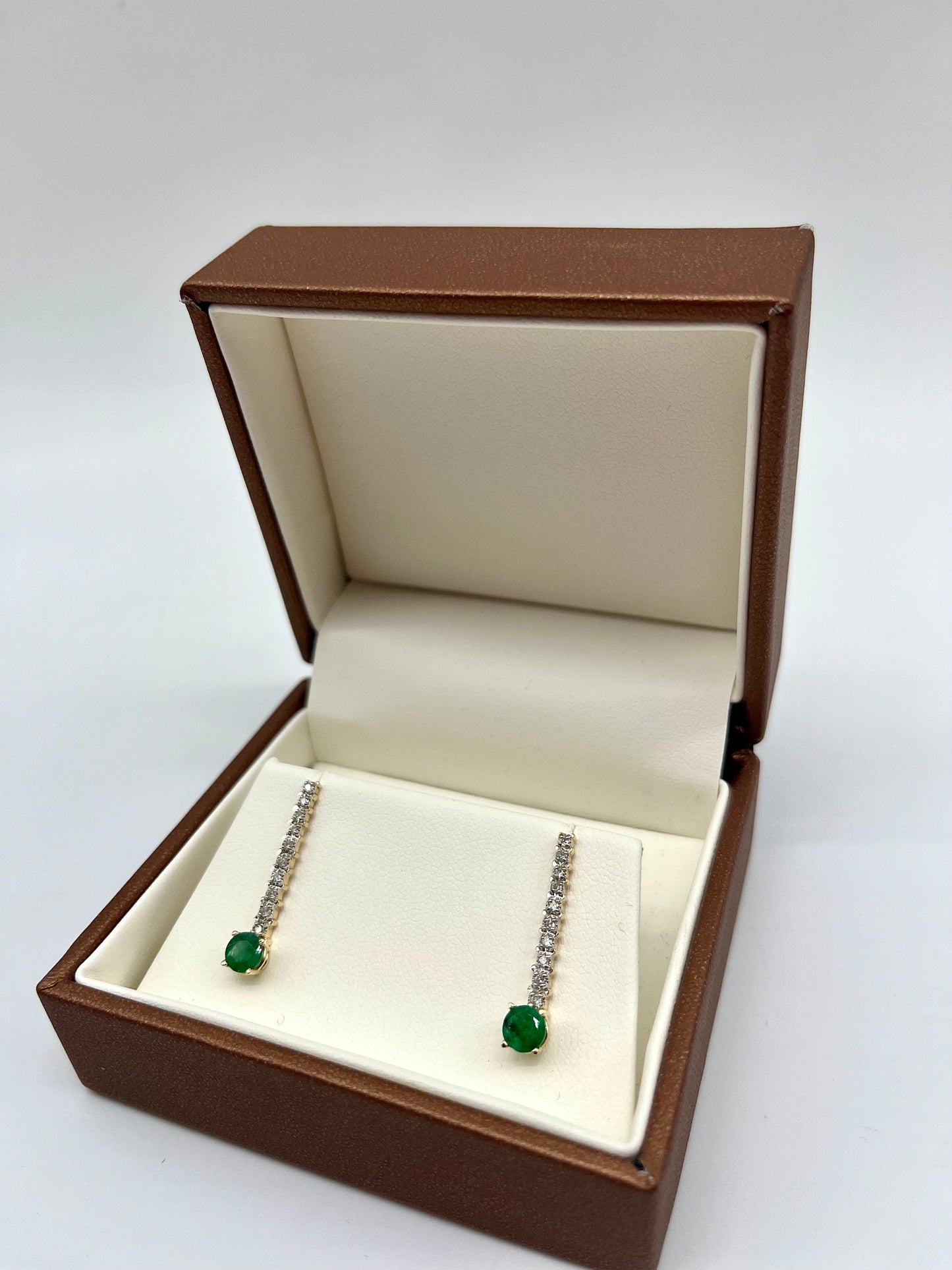 Emerald & Diamond Drop Earrings, 1.01 CTW 14K Gold