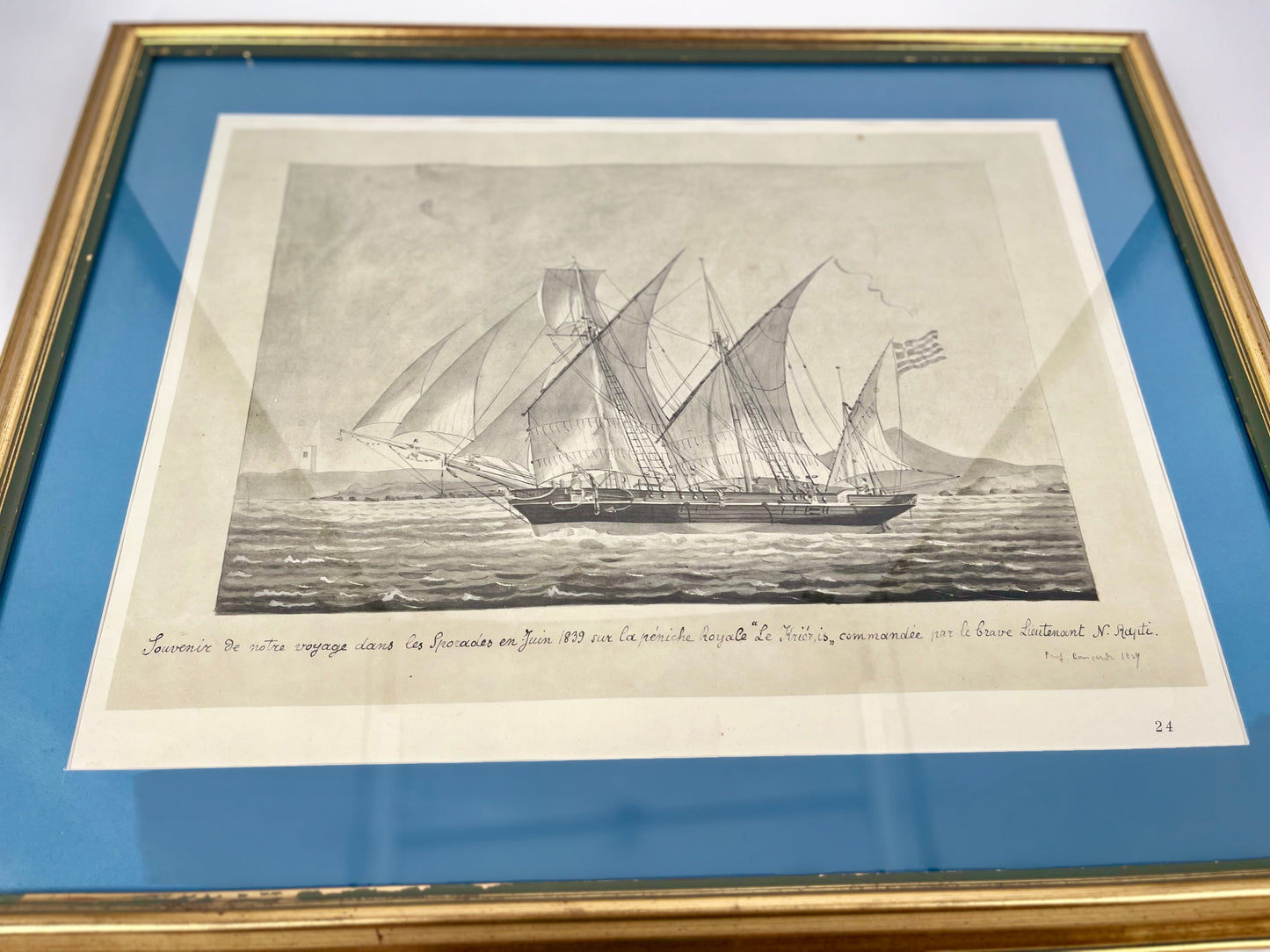 1800's Greek Ships Framed Trio