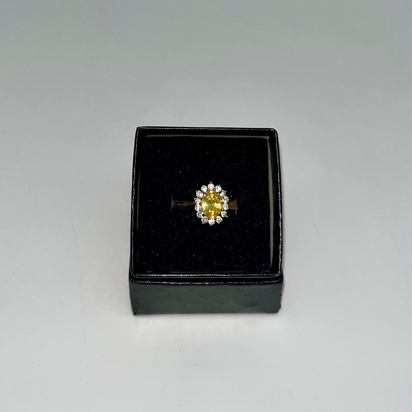 Yellow Citrine & White Topaz Ring, 2 CTW 10K Gold