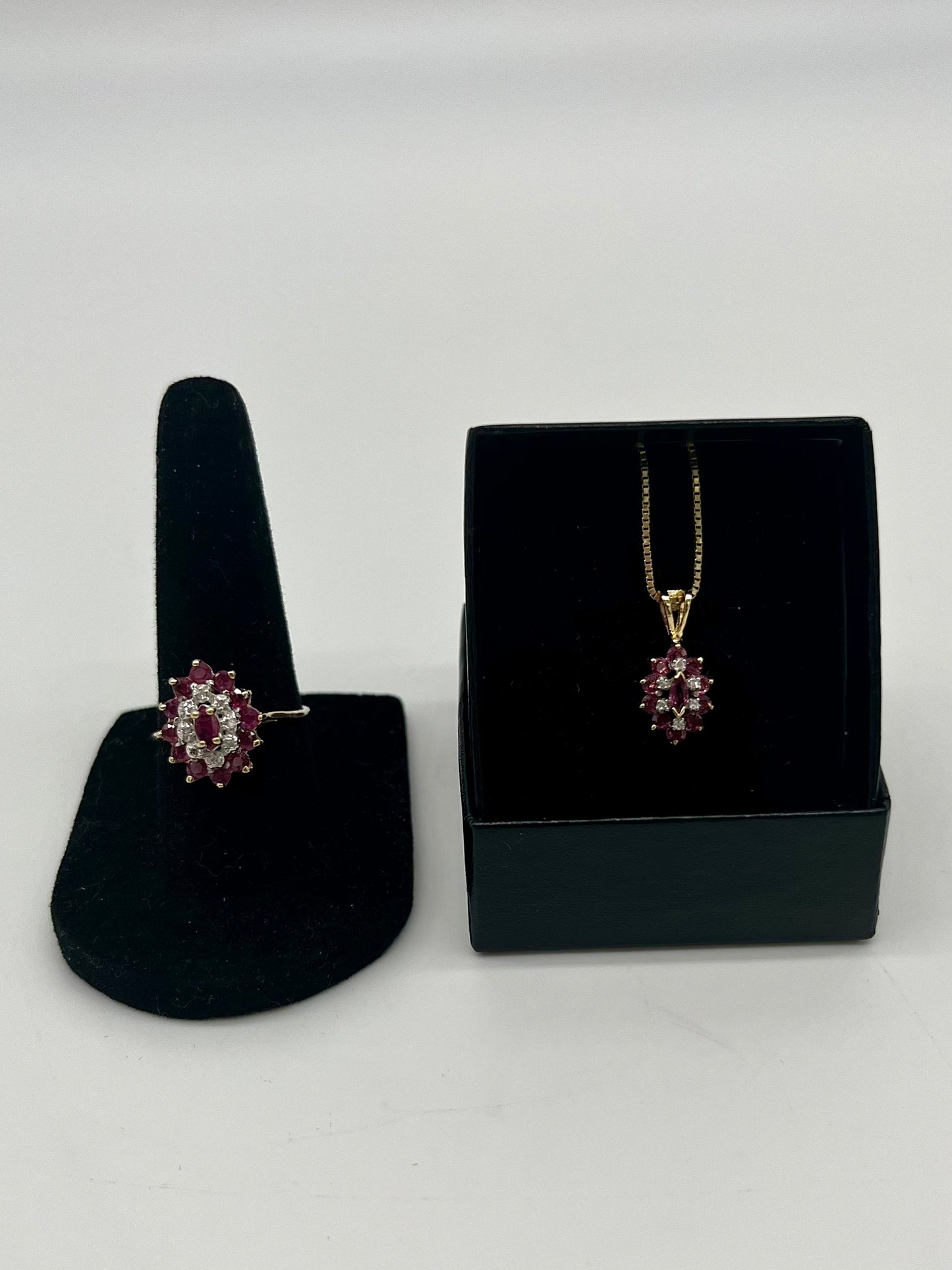 Ruby & Diamond Necklace Ring Set, 2.4 CTW 14K Gold