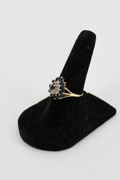 Antique Sapphire Diamond Cluster Set- Ring & Pendant, 2.25 Carats 14K Gold