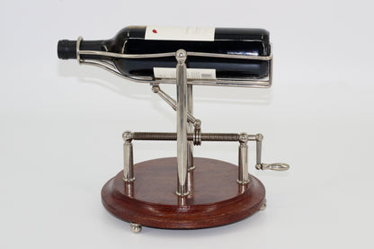 Antique Adjustable Cradle Silver & Wood Wine Decanter- Professionally Restored