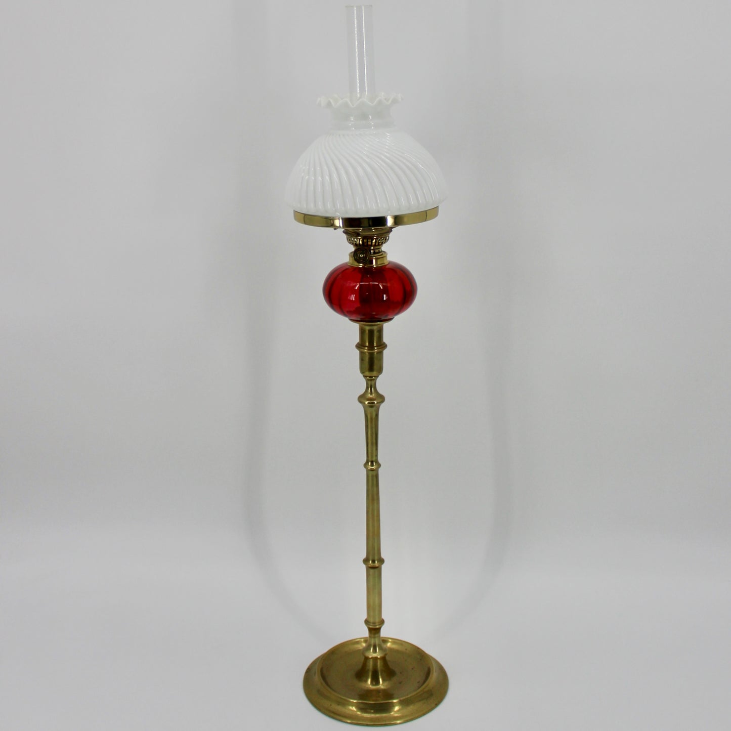 Tall 1840's Ruby Red Glass Peg Lamp by Palmer & Co.