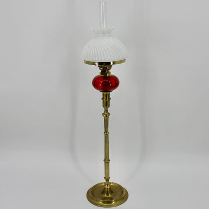 Tall 1840's Ruby Red Glass Peg Lamp by Palmer & Co.