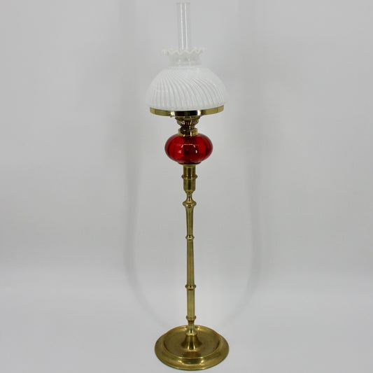 Tall 1840's Ruby Red Glass Peg Lamp by Palmer & Co.