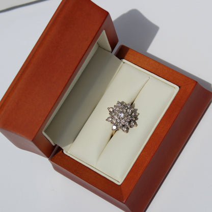 1940's Brutalist Diamond Cluster Ring, 2.82 Carats 14K Gold
