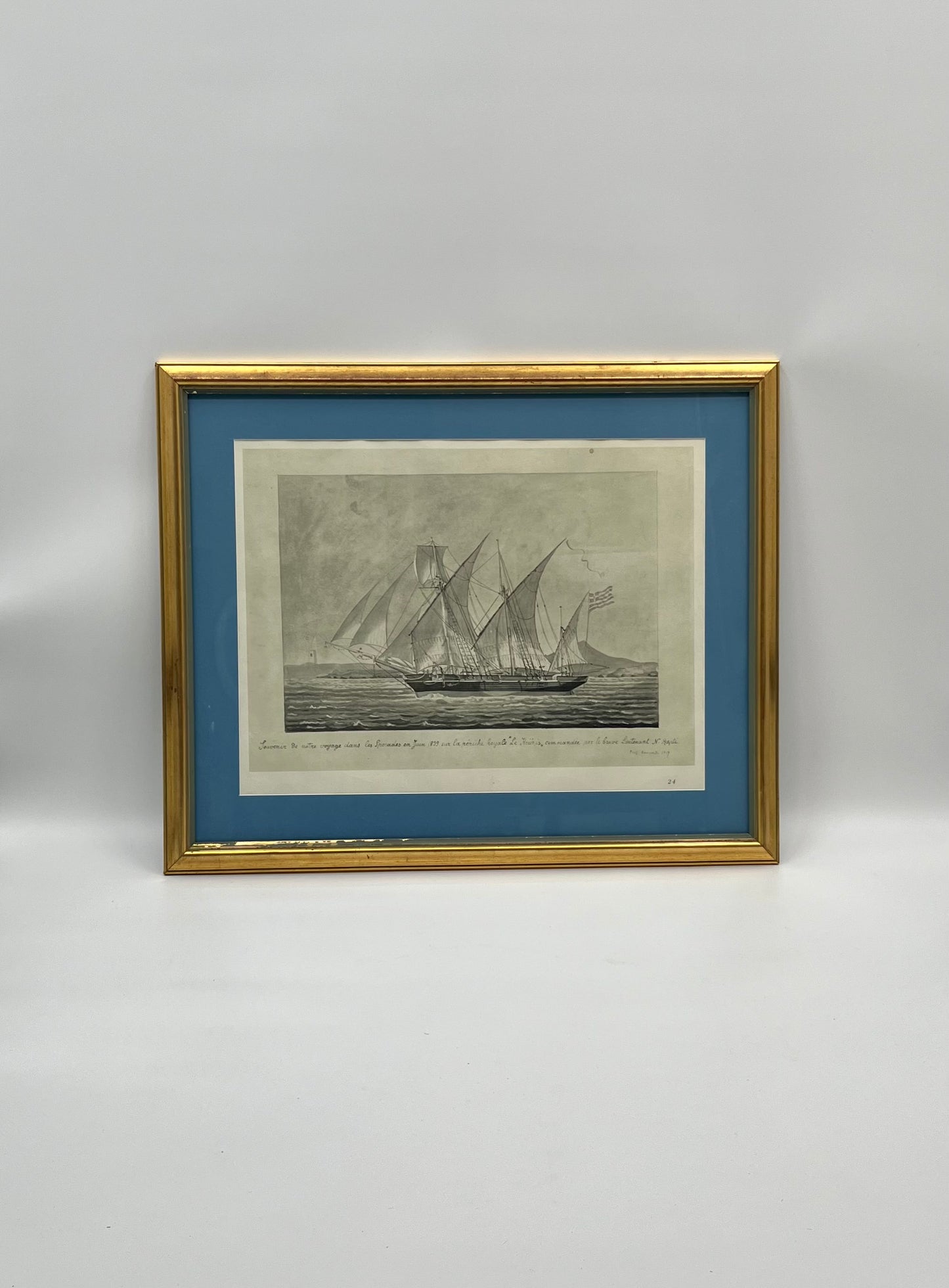 1800's Greek Ships Framed Trio