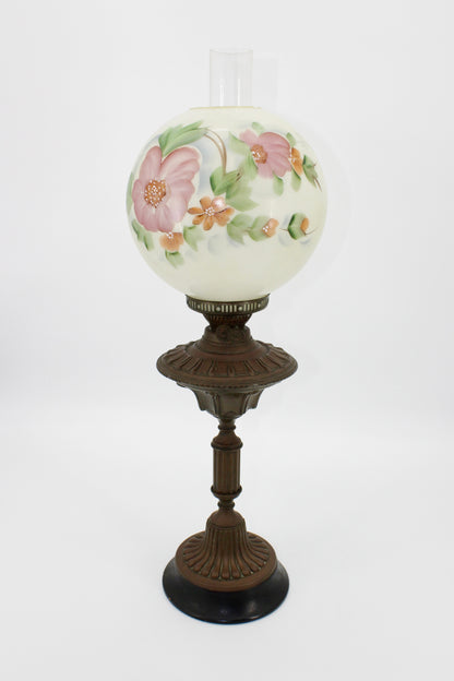 1890's English Duplex Banquet Lamp (Hand-Painted Globe Shade)