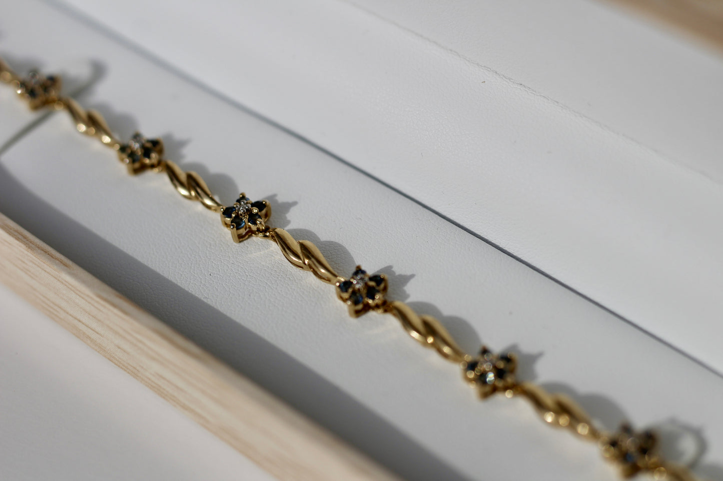 Vintage Sapphire & Diamond Bracelet, 1.67 Carats 14K Vermeil