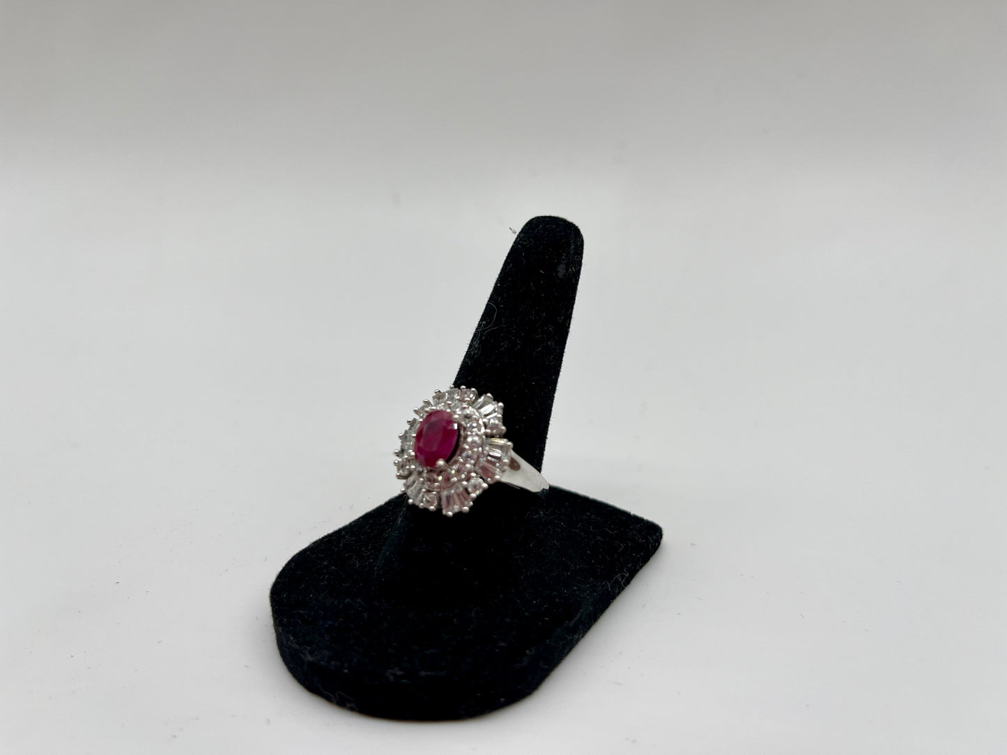 Burma Ruby & White Sapphire Cocktail Ring, 3.79 CTW 10K White Gold