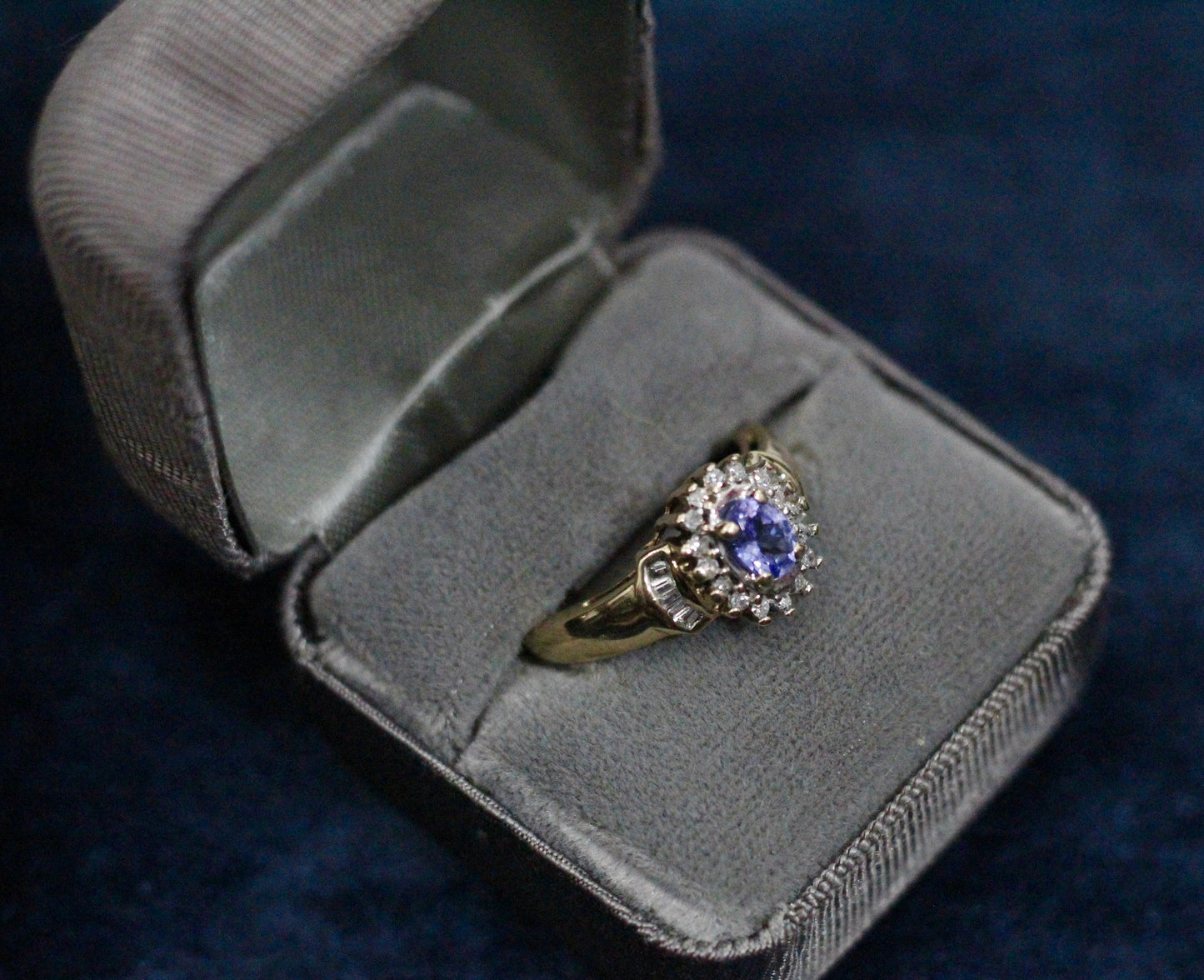 Antique Tanzanite & Diamond Ring, 1 CTW 10K Gold