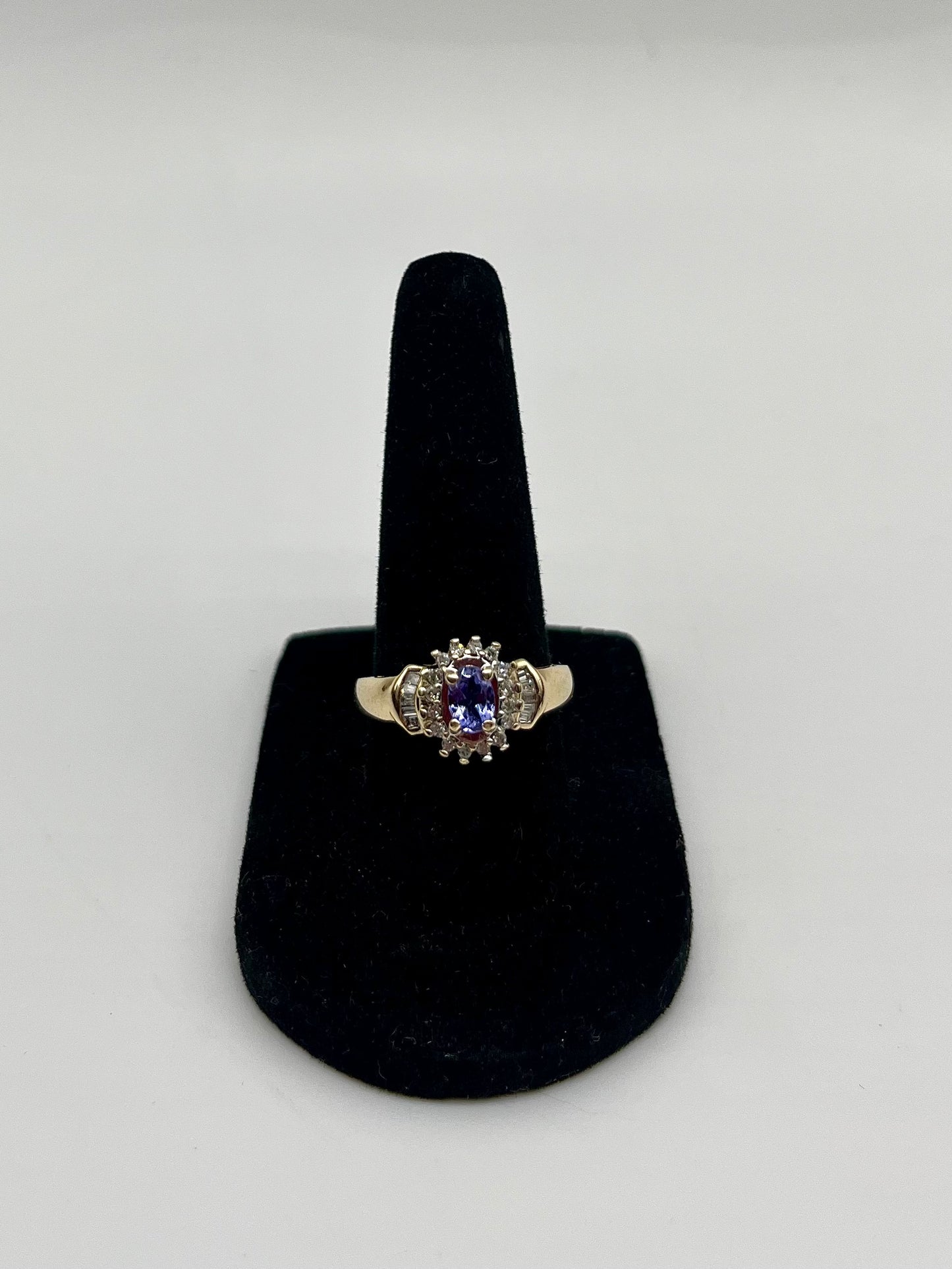 Antique Tanzanite & Diamond Ring, 1 CTW 10K Gold