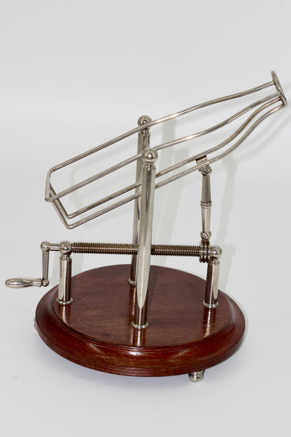 Antique Adjustable Cradle Silver & Wood Wine Decanter- Professionally Restored