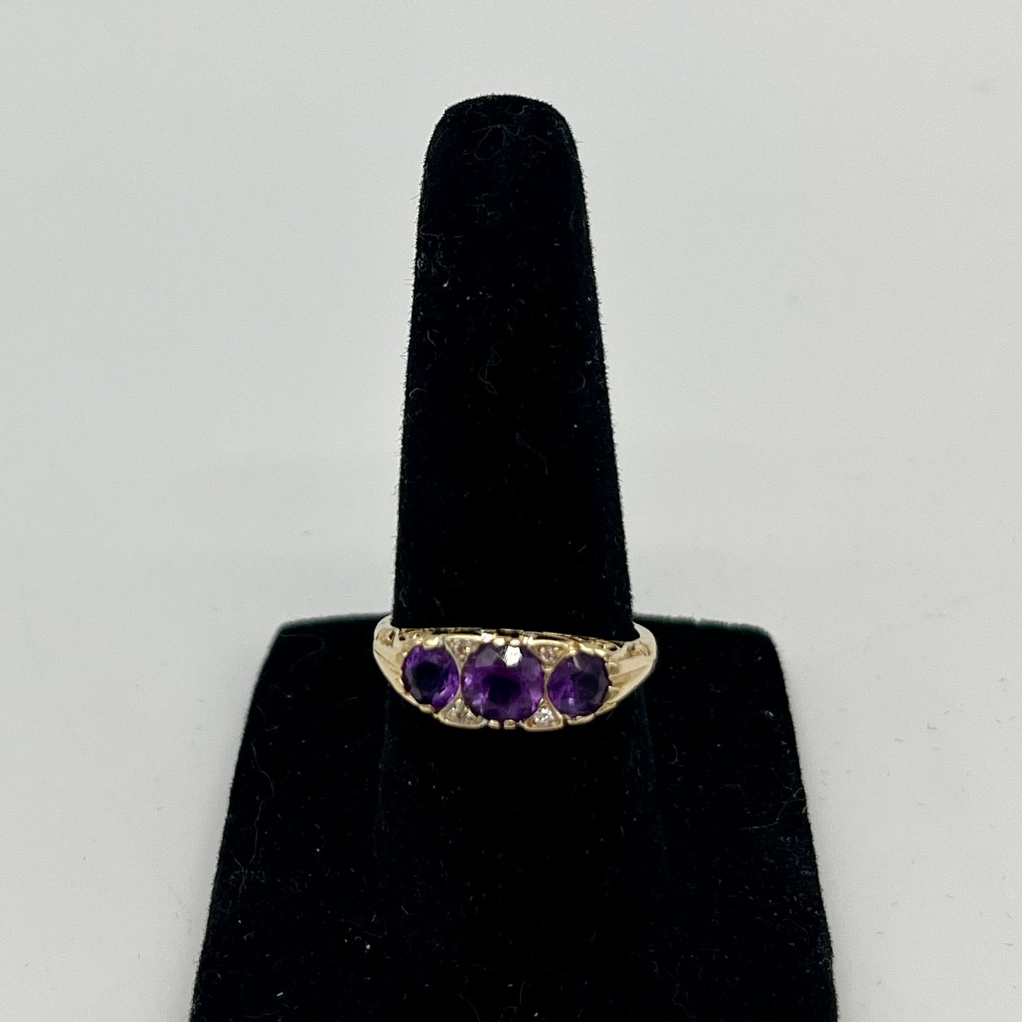 Bague en or 14 carats avec améthyste et diamants, 1 ct