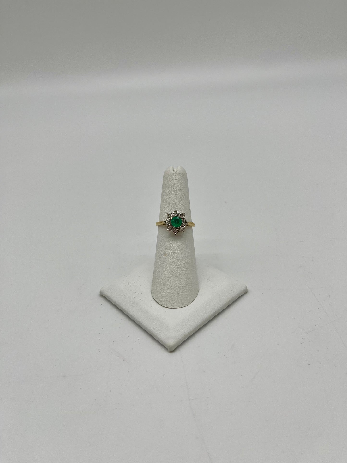 Emerald & Diamond Floral Cocktail Ring, 0.75 CTW 18K Gold/Platinum