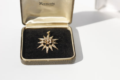 Antique Seed Pearl Pendant & Brooch, 9K Gold