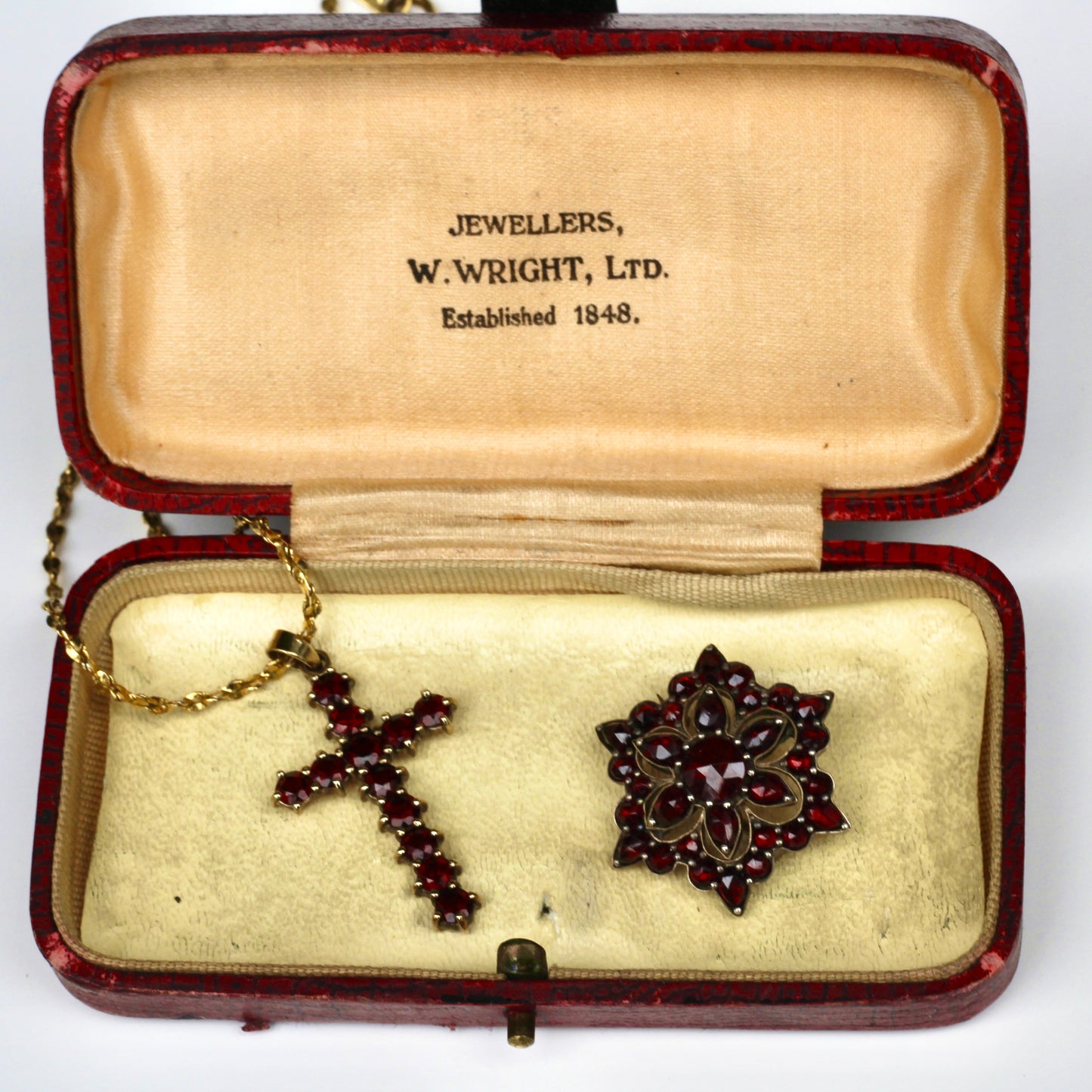 1859 Victorian Garnet Brooch, 4.5 Carats 14K Vermeil 925