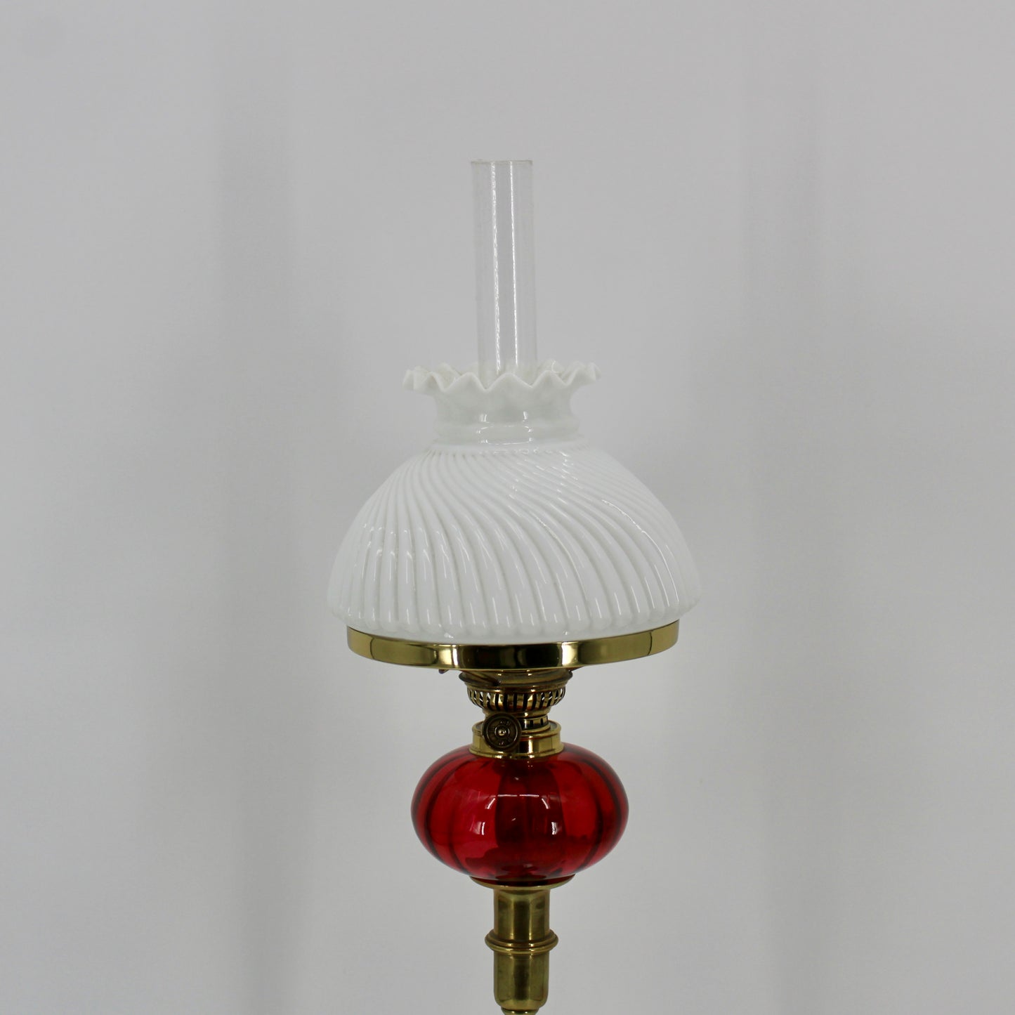 Tall 1840's Ruby Red Glass Peg Lamp by Palmer & Co.