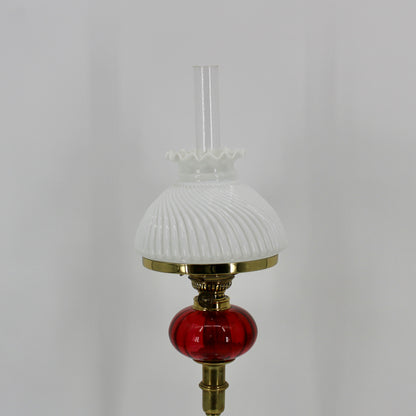 Tall 1840's Ruby Red Glass Peg Lamp by Palmer & Co.