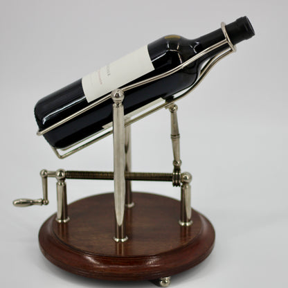 Antique Adjustable Cradle Silver & Wood Wine Decanter- Professionally Restored