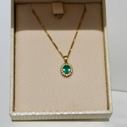 Emerald & Diamond Pendant, 0.83 CTW 18K Gold