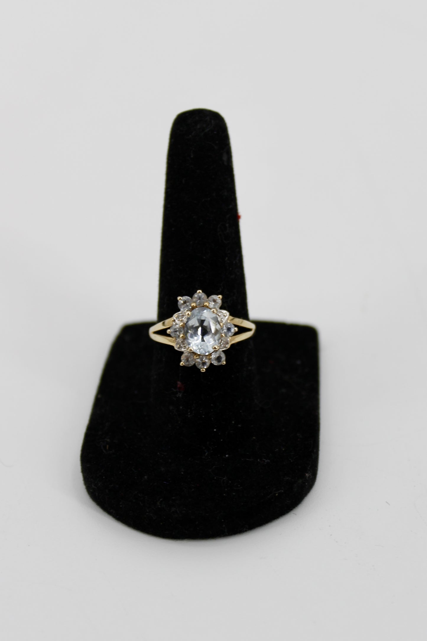 Aquamarine & Diamond Floral Cocktail Ring, 1.8 Carats 14K Gold