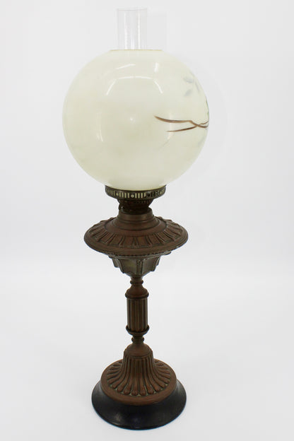 1890's English Duplex Banquet Lamp (Hand-Painted Globe Shade)