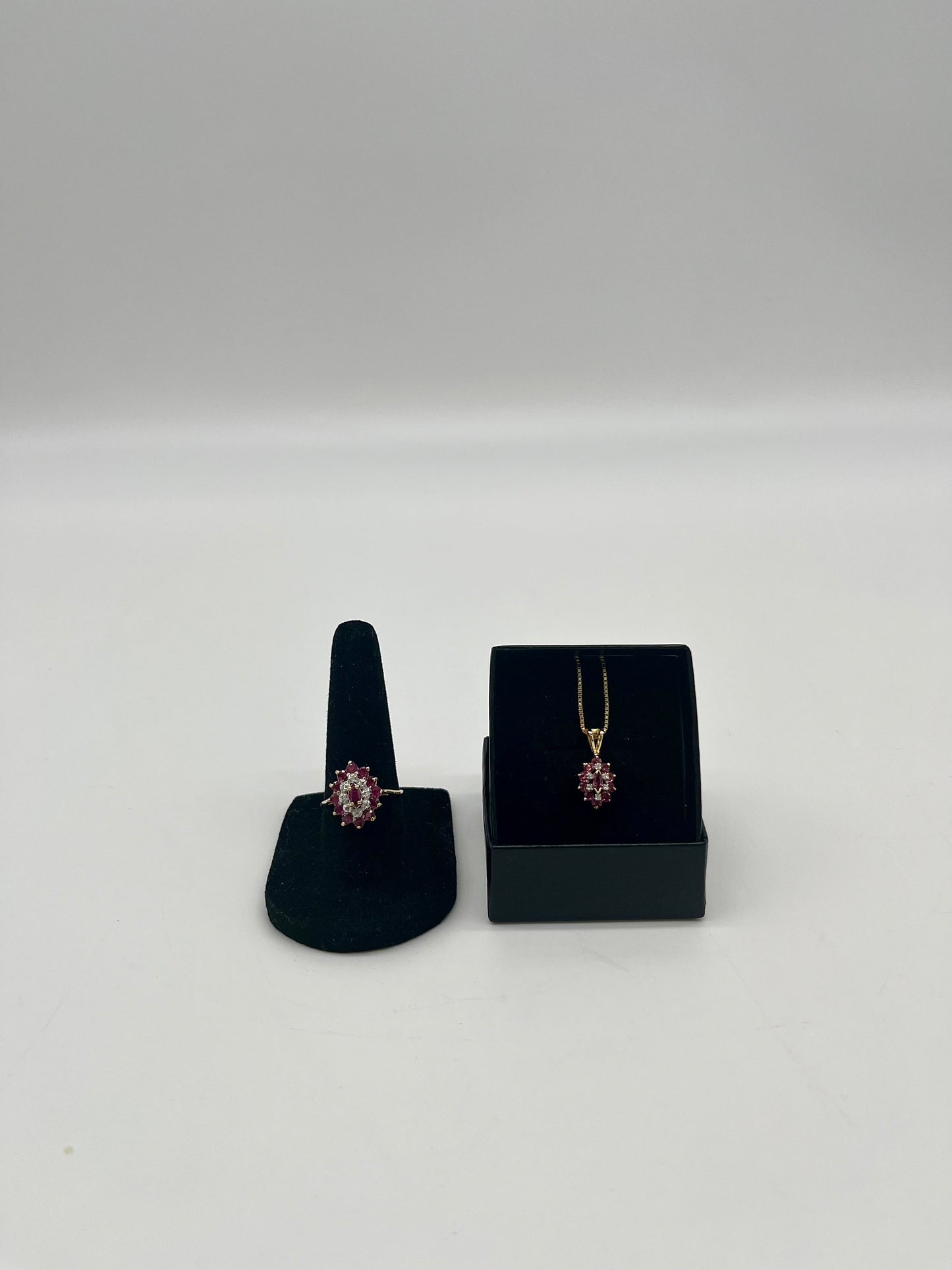 Ruby & Diamond Necklace Ring Set, 2.4 CTW 14K Gold