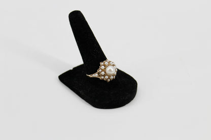 Antique Pearl Cocktail Ring, 3.93 CTW 14K Gold