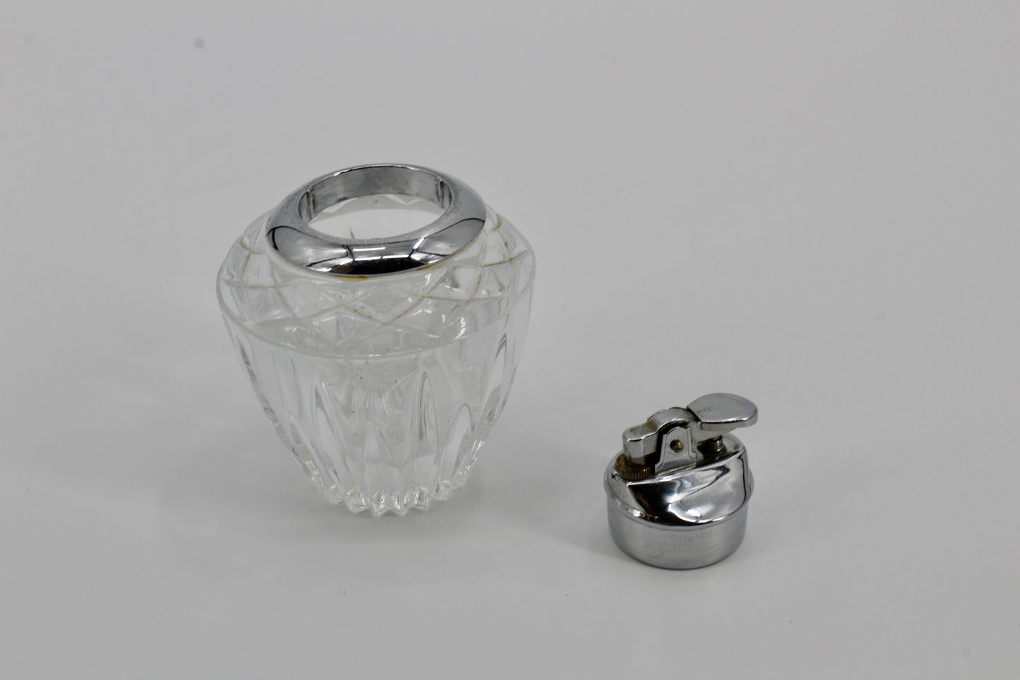 Antique Sterling Silver & Cut-Crystal Lighter